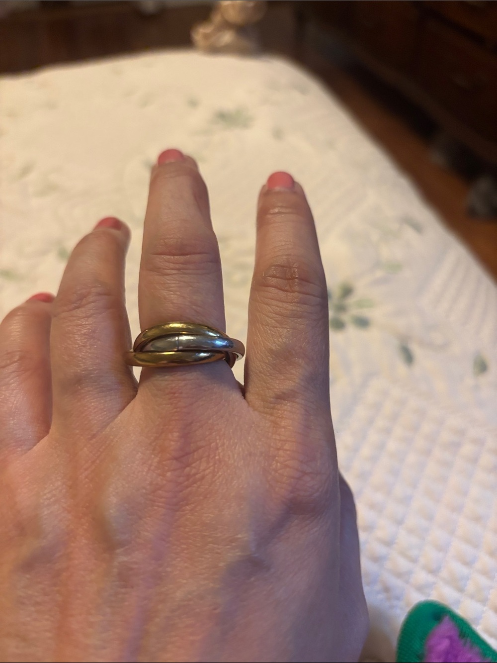 Tri color Gold-Tone Interlocking Dome Ring - Elegant Women’s Jewelry